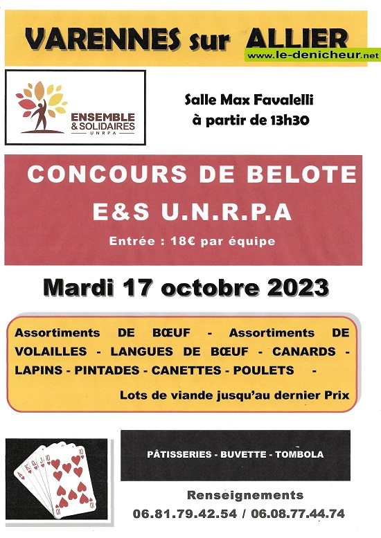 v17 - MAR 17 octobre - VARENNES /Allier - Concours de belote ° Affic365