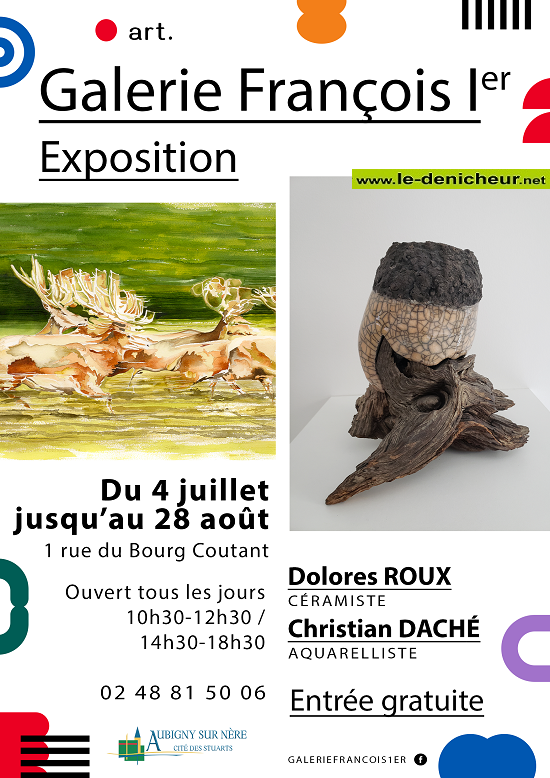 t28 - Jusqu'au 28 août - AUBIGNY /Nère - Exposition  Aquarelles et Céramiques Affich82