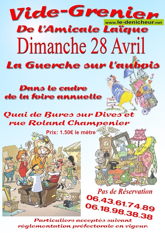 d28 - DIM 28 avril - LA GUERCHE /l'Aubois - Vide greniers de l'Amicale laïque  _ Brocan35