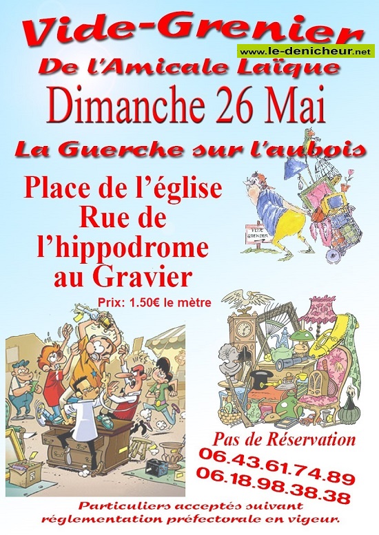 e26 - DIM 26 mai - LA GUERCHE /l'Aubois - Vide greniers de l'Amicale laïque _ Brocan36