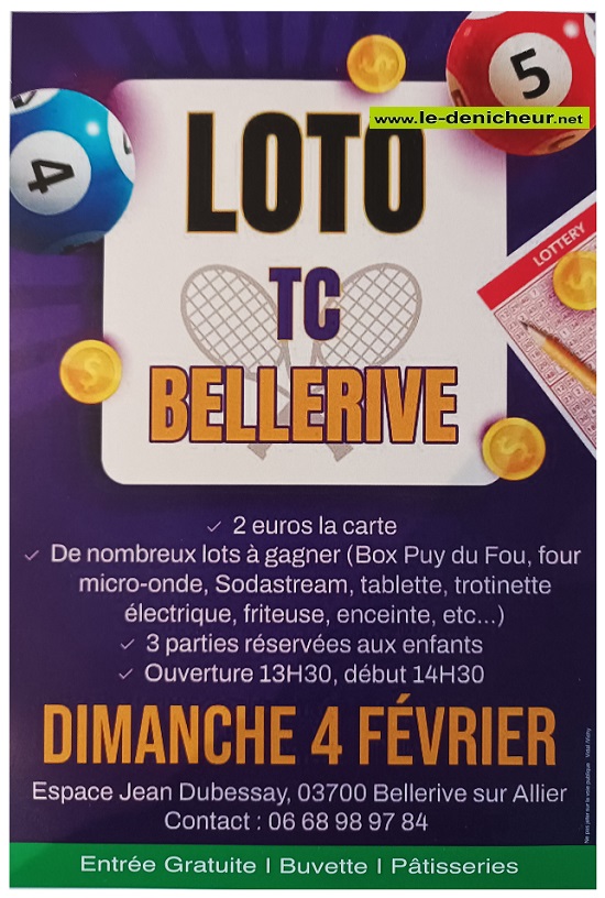b04 - DIM 04 février - BELLERIVE /Allier - Loto du Tennis ° Loto_113