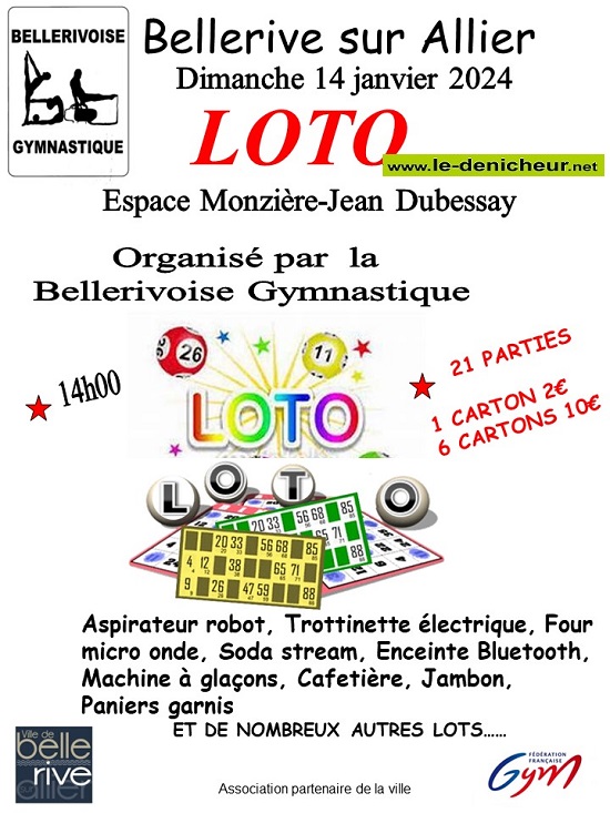 a14 - DIM 14 janvier - BELLERIVE /Allier - Loto de la gym / Loto_212
