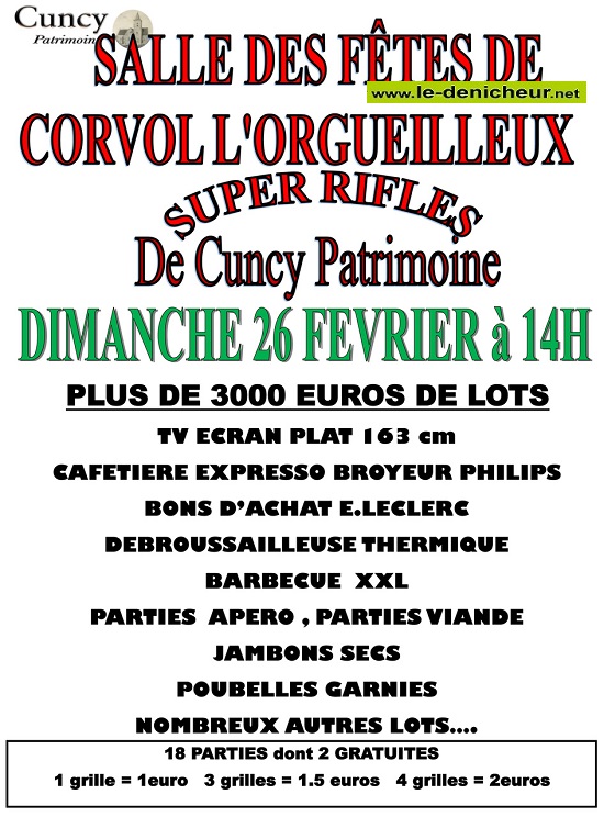 n26 - DIM 26 février - CORVOL L'ORGUEILLEUX - Loto de Cuncy Patrimoine _ Rifles12