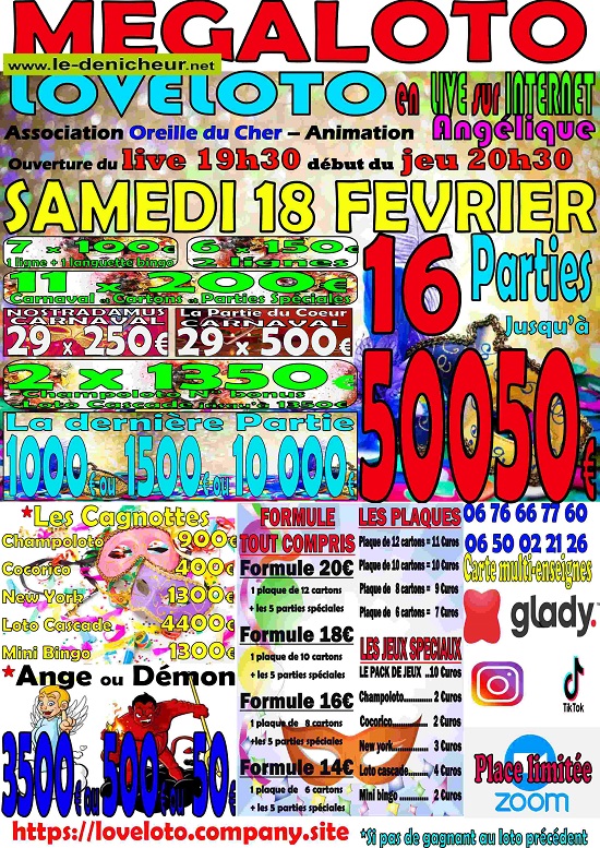 n18 - SAM 18 février - LOTO LIVE SUR INTERNET  Samedi63