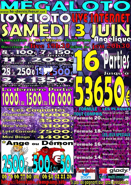 r03 - SAM 03 juin - LOTO LIVE SUR INTERNET Samedi77