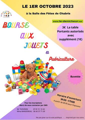 v01 - DIM 01 octobre - CHABRIS - Bourse aux jouets et puériculture