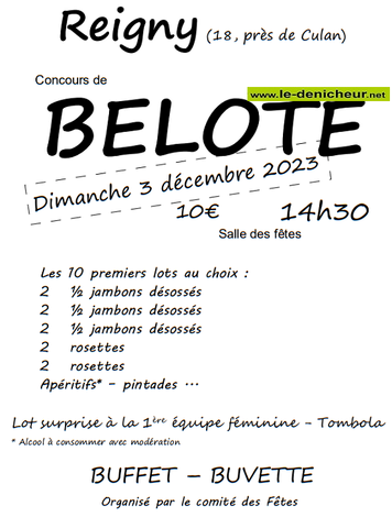 03 décembre 2023 - REIGNY - 18 - cher - Concours de belote