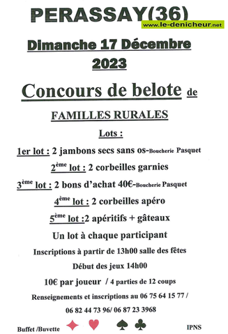 17 décembre 20232 - PERASSAY 36 Indre - Concours de belote