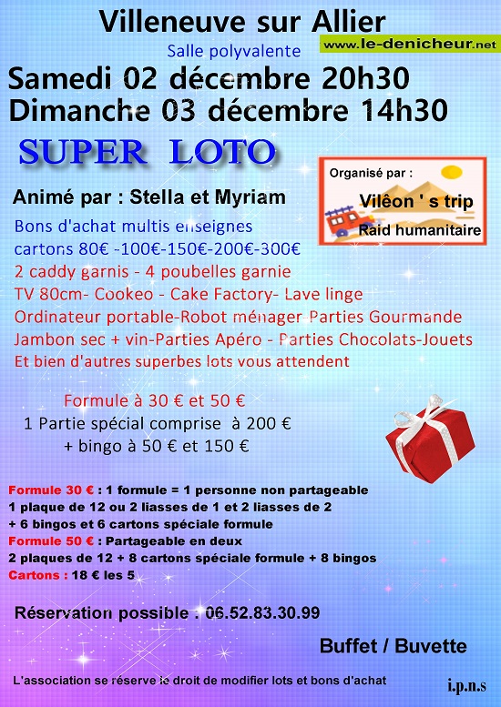 x02 - SAM 02 décembre - VILLENEUVE /Allier - Loto de Vilêon's trip * Vilzoo13