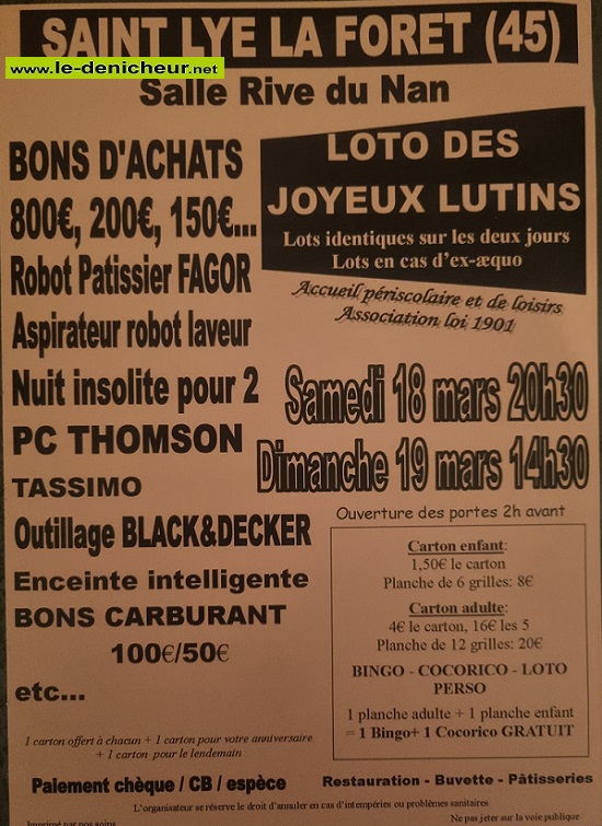 o18 - SAM 18 mars - ST LYE LA FORÊT - Loto des joyeux lutins  Zzz00111