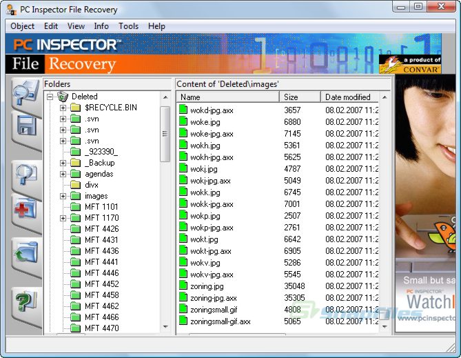 لاستعادة البيانات مع دعم أنظمة الملفات PC Inspector File Recovery Pcinsp10