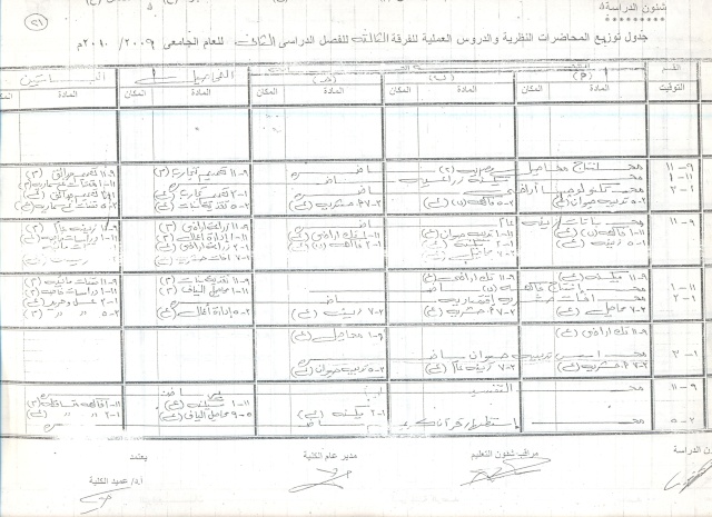 جدول الفرقة الثالثة الفصل الدراسى الثانى قسم (الشعبة العامة-أ-ب-ج) وقسم (المحاصيل) وقسم (البساتين) Pictur18