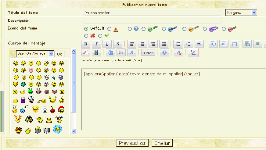 Editor de mensajes pequeño Spoile11