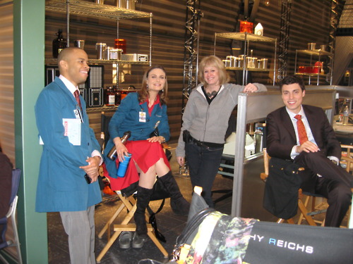 Emily with the cast of Bones Behind10