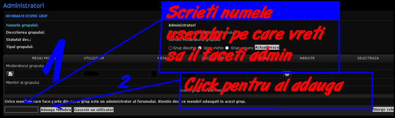 Cum pot da admin la membri? Exempl10