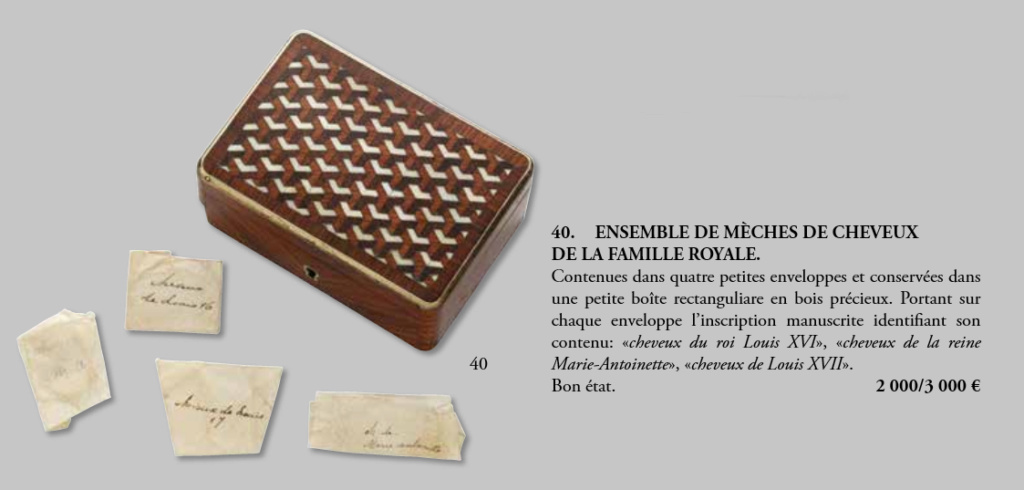 Mise aux enchères de reliques de Louis XVI et Marie-Antoinette Zvale232