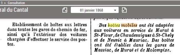 Cantal - Boite Mobile... 1868-010
