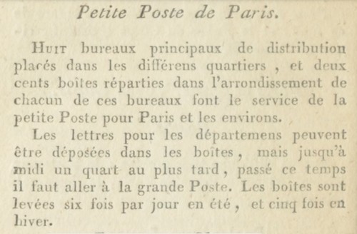 Boites aux lettres publiques sous l'Empire à Paris. Sans1105