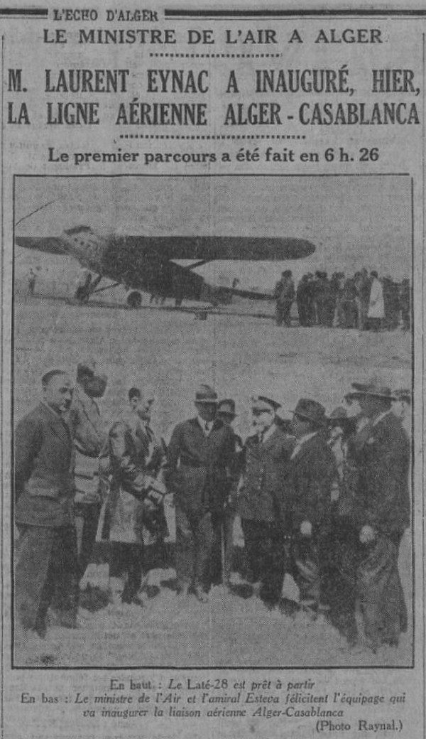 Liason Alger Casablance avion 1930 Sans1391