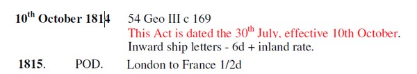 London Paid Ship Letter 1815 Sans1867