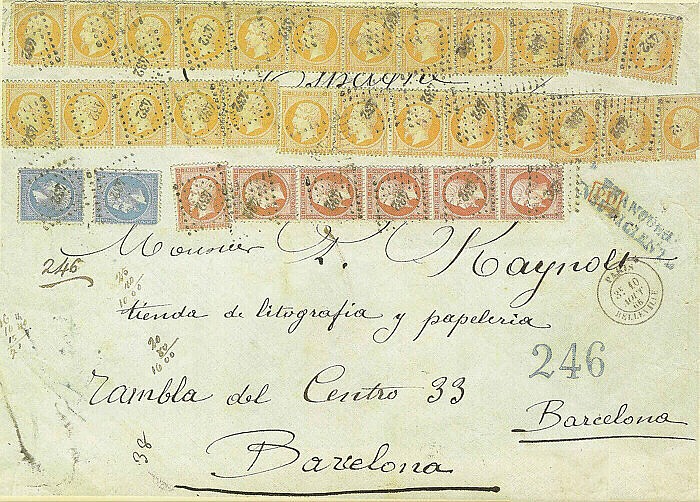 Pli de Paris pour Madrid du 10 septembre 1875 Sans1890