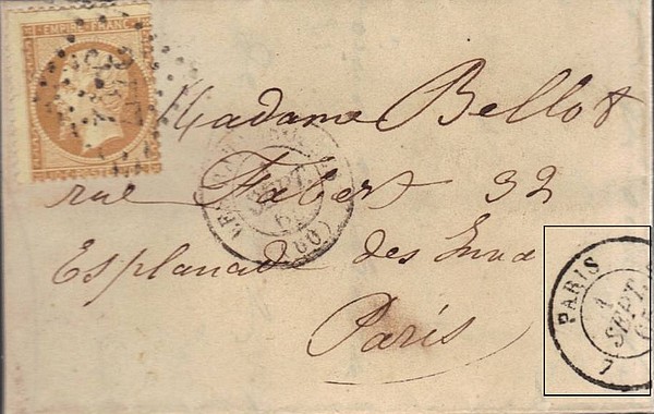 Lettre locale Batignoles 1862 ?  Sans2082