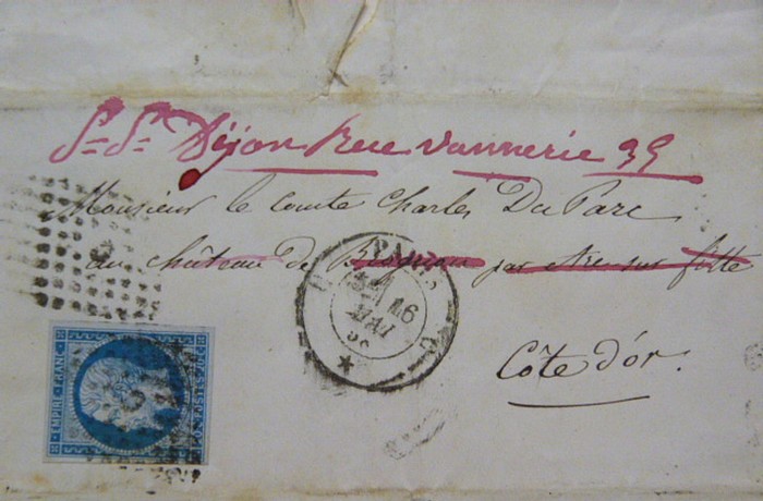 lettre non oblitérée avec Napoléon 20c empire. Sans_458