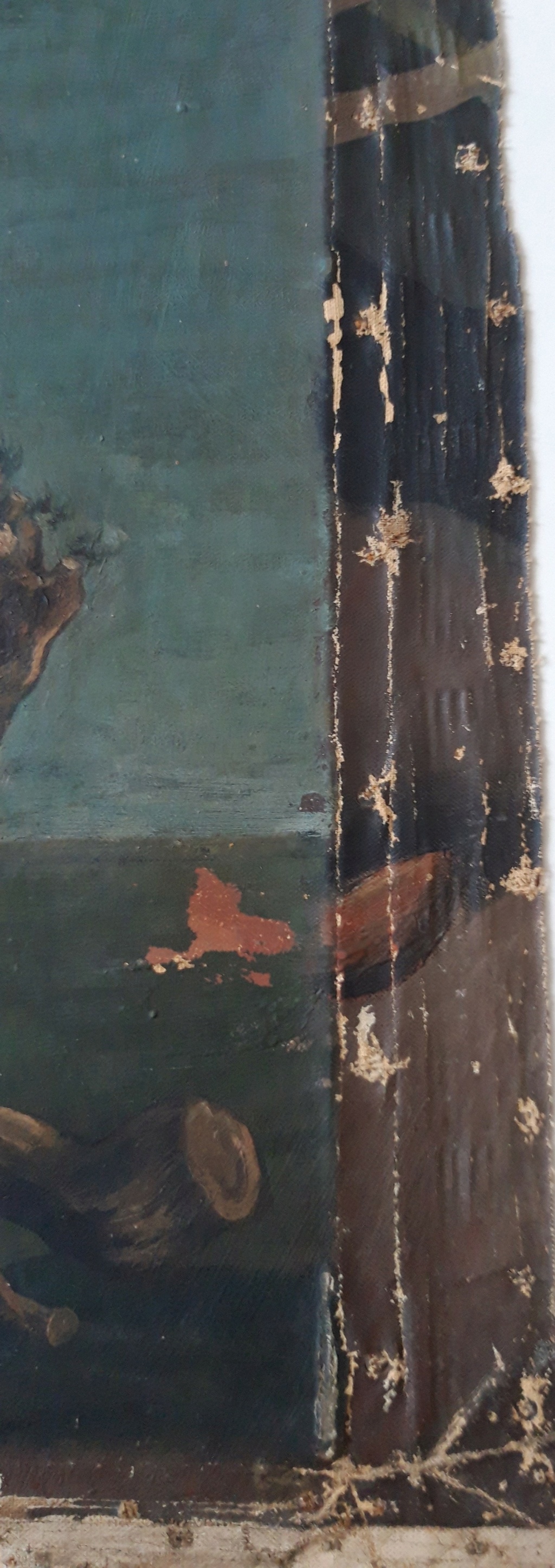 Fragment d'huile sur toile, femme à l'éventail, recherche attribution. 20210112