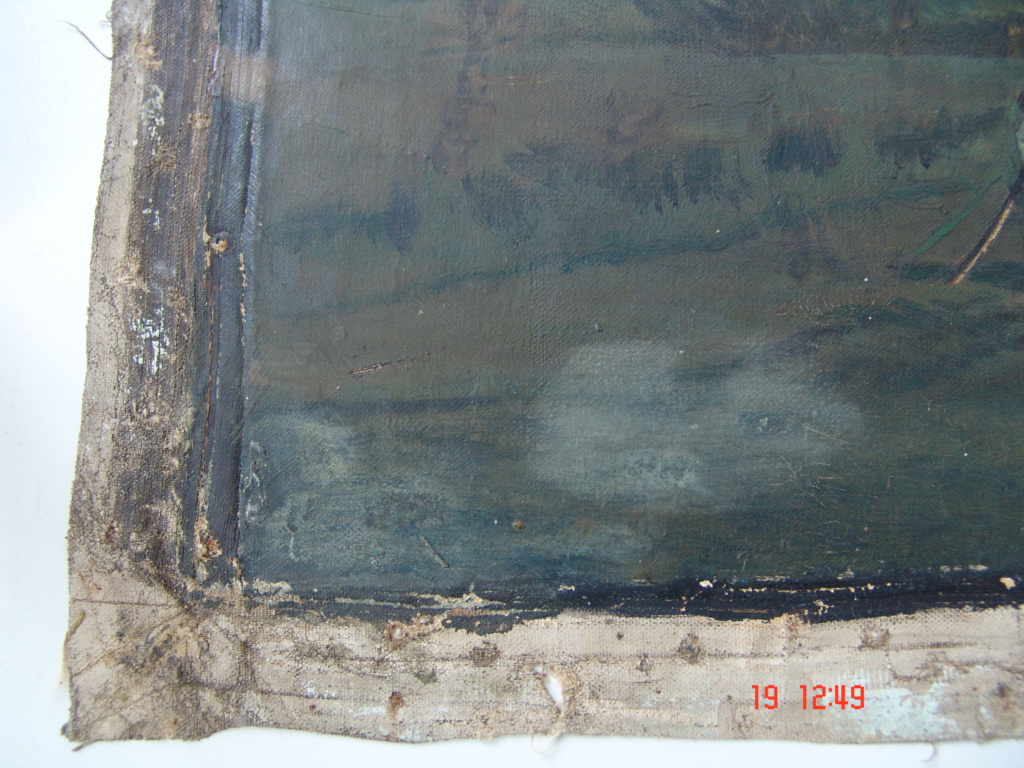 Fragment d'huile sur toile, femme à l'éventail, recherche attribution. Dsc07724