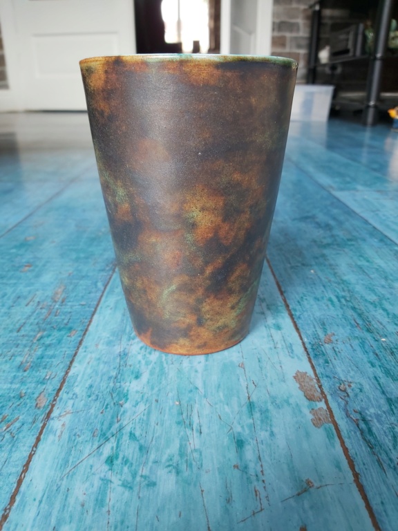 Does anybody know the maker of this copper fumed raku vase? 20230531