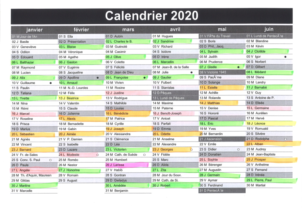 CALENDRIER 2020 20191012