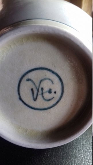 YT or VT mark? in blue circle on base Floral jug - Miguel Espinosa, Norfolk 20210616