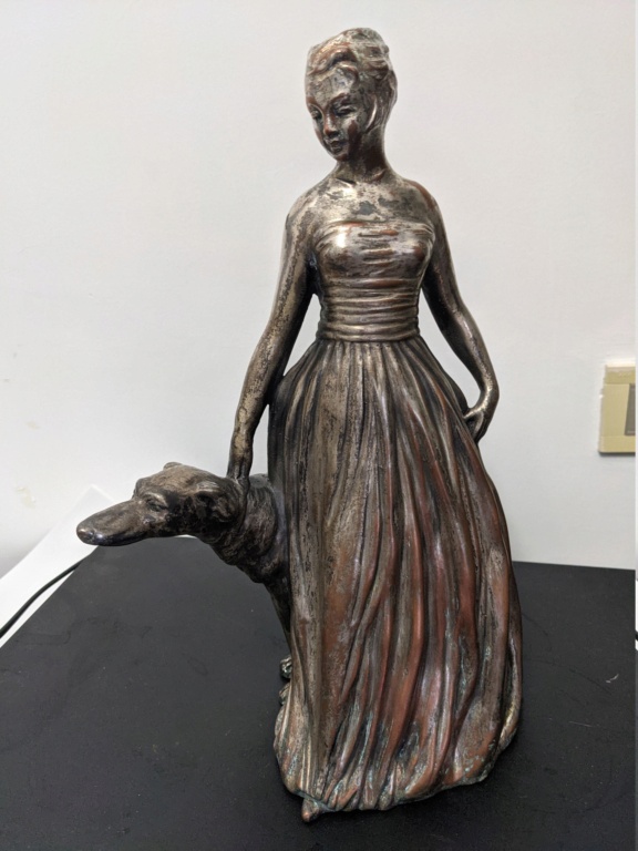 Art Deco bronze lady with a dog (borzoi?) Pxl_2072