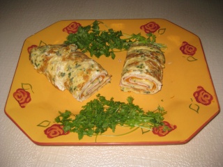 Omelette aux herbes aromatiques et au jambon de poulet Img_8113