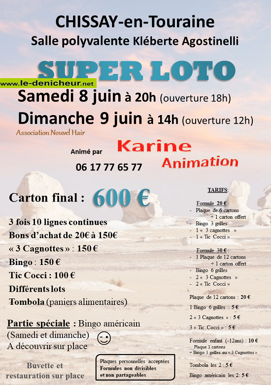 f08 - SAM 08 juin - CHISSAY en Touraine - Loto de Nouvel Air . 06-08_11