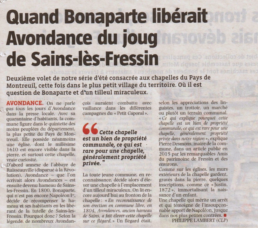 [Avondance] Quand Bonaparte libérait Avondance du joug de Sains-lès-Fressin 01023