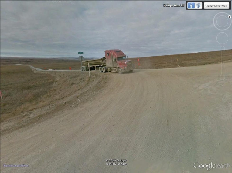 STREET VIEW : La route vers l'océan arctique. L'Alaska vu depuis la Dalton Highway. Camion10