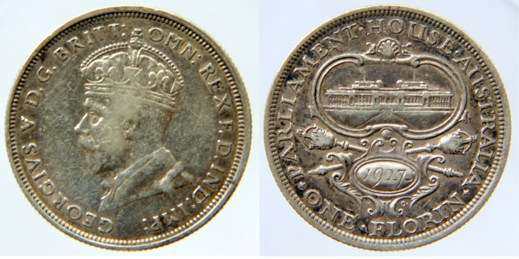 Moneda de plata 1 florin del rey Jorge V de 1920 Inglaterra - Austra10