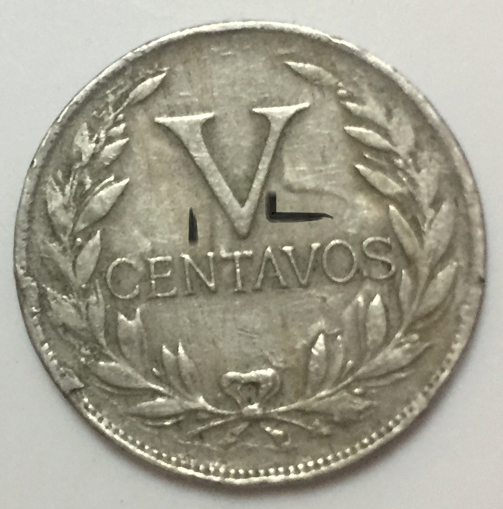 Moneda 1946 5 centavos Colombia ERROR ? Revers10