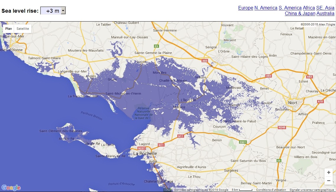 Carte interactive de la montée du niveau des océans  Niort10