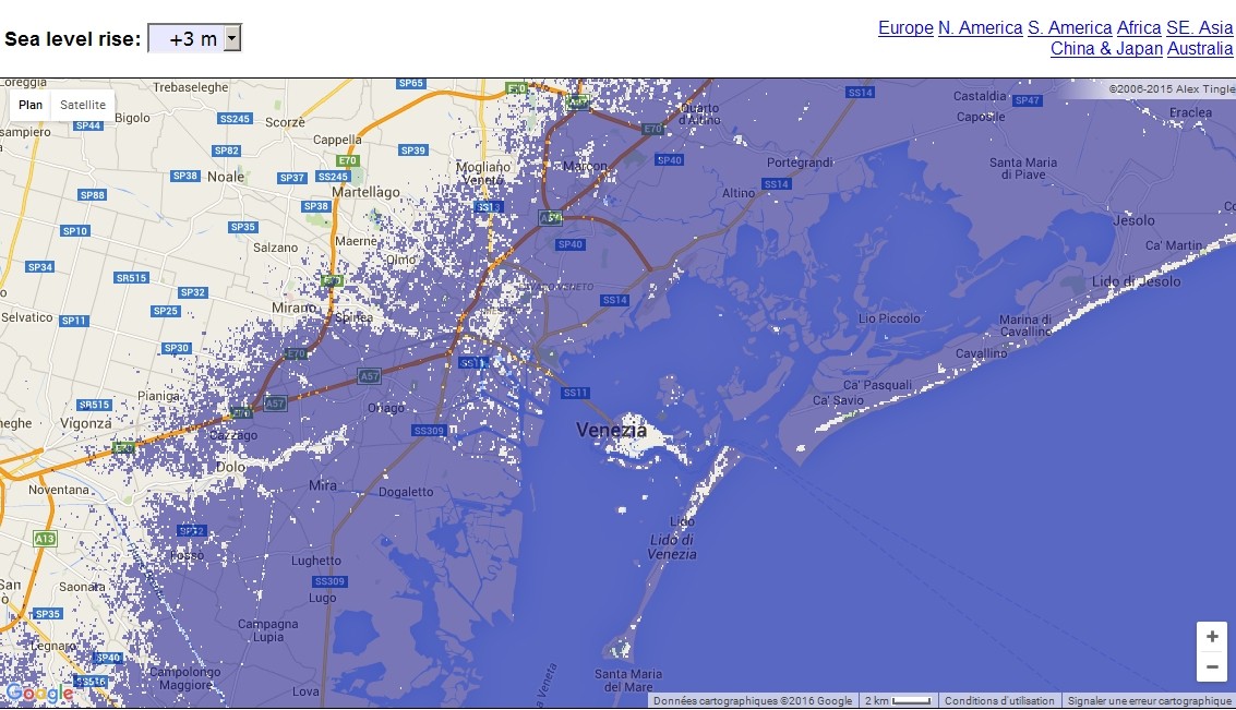 Carte interactive de la montée du niveau des océans Venise10