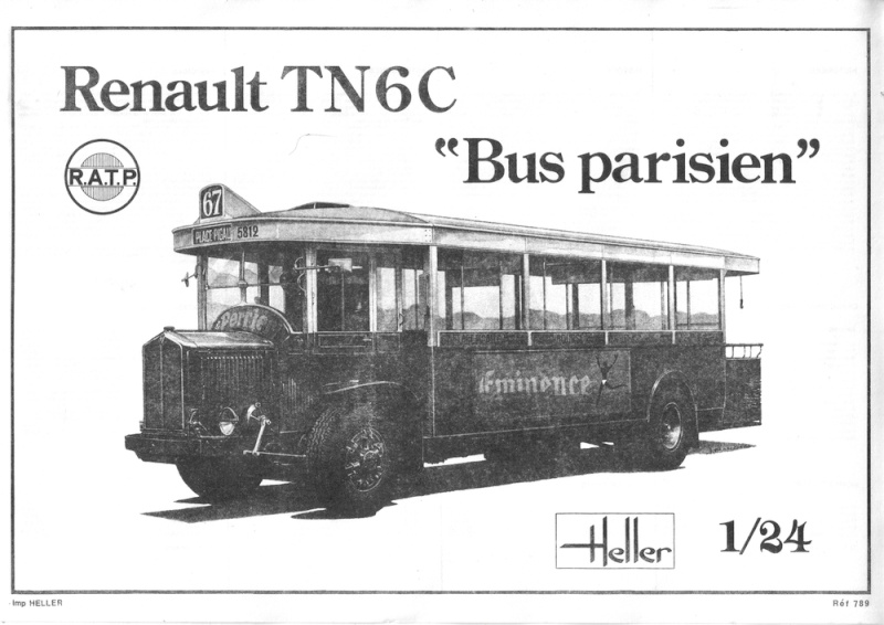 RENAULT TN6C Bus parisien 1/24ème Réf 789 Notice 110