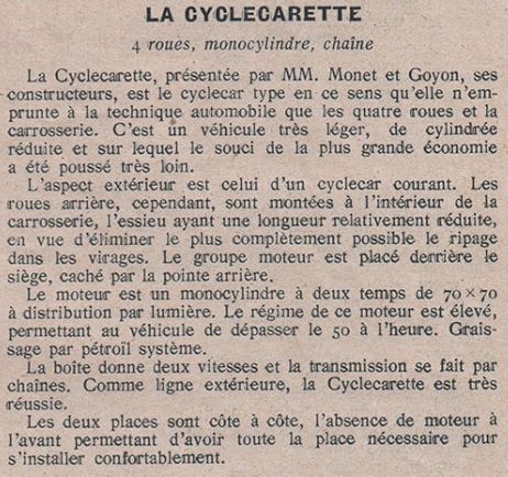 MONET & GOYON CYCLECARETTE Cyclec19