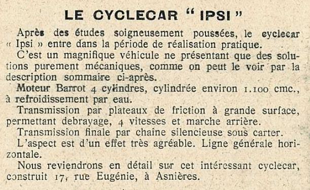 IPSI cyclecar Ipsi_m10