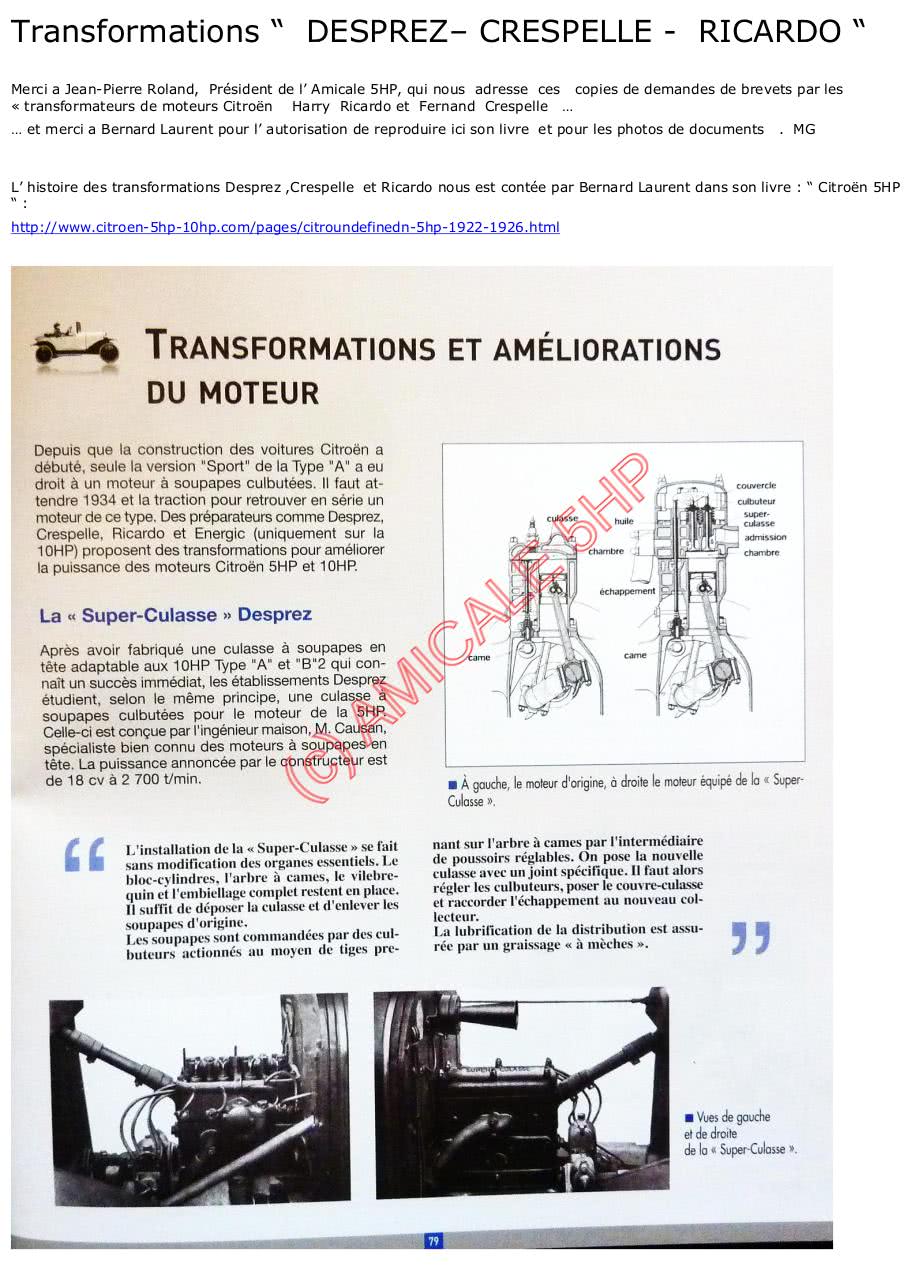 Haut moteur culbuté - culasse / SUPER-CULASSE H. DESPREZ / CRESPELLE / ENERGIC / RICARDO / SPEED  Previe10