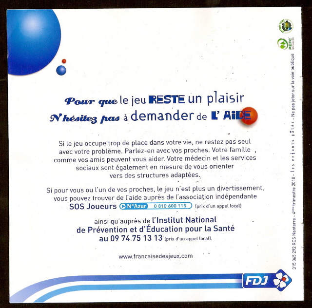 Zone des Notices explicatives de la FDJ Numar240