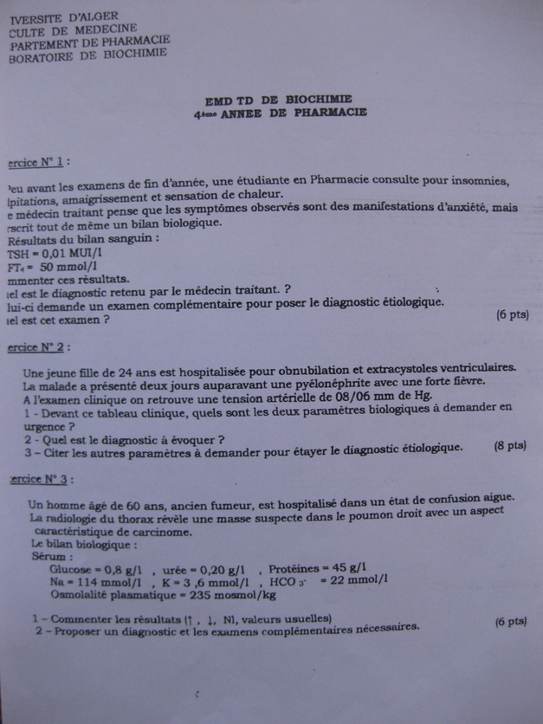 Sujets d'examens (Biochimie clinique). Photo_10