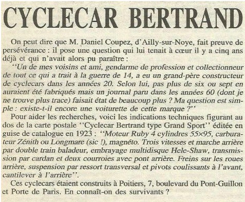  BERTRAND Cyclecar Bertra12