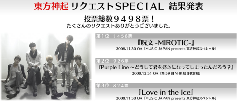 [INFO] 100610 NHK MUSIC JAPAN "TOHOSHINKI REQUEST SPECIAL" RESULTS Thsksp10