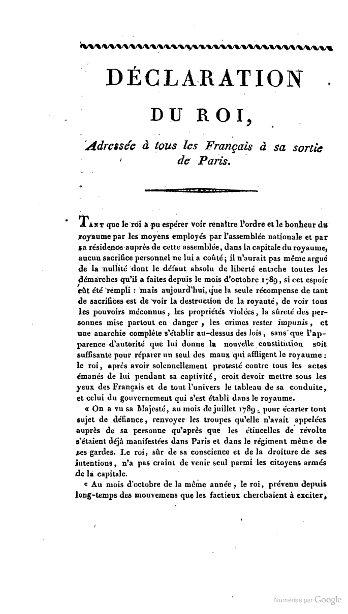 déclaration - Déclaration de Louis XVI à tous les Français à sa sortie de Paris, le 20 juin 1791, aussi dit " testament politique de Louis XVI " Books_40